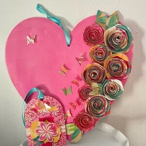 Floral Heart handcrafted wall art set